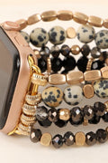 Black Luxe Glass + Stone Bead Watch Band