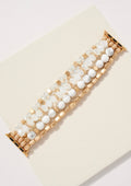 White Luxe Glass + Stone Bead Watch Band